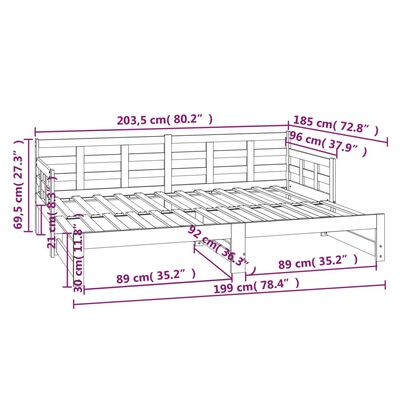 vidaXL Pull-out Day Bed without Mattress White 2x(90x200) cm