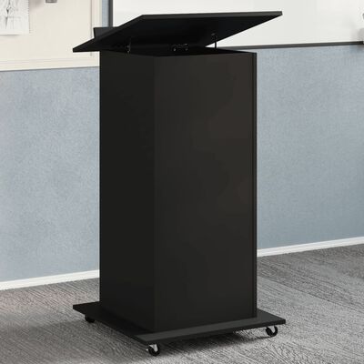 vidaXL Lectern with Wheels & Drawer Black 55x55x107 cm Engineered Wood