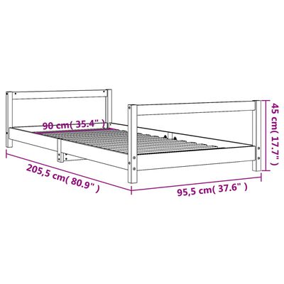 vidaXL Kids Bed Frame Black 90x200 cm Solid Wood Pine