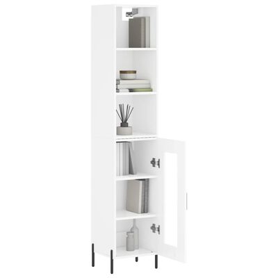 vidaXL Highboard High Gloss White 34.5x34x180 cm Engineered Wood