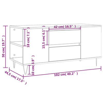 vidaXL Coffee Table Sonoma Oak 102x44.5x50 cm Engineered Wood