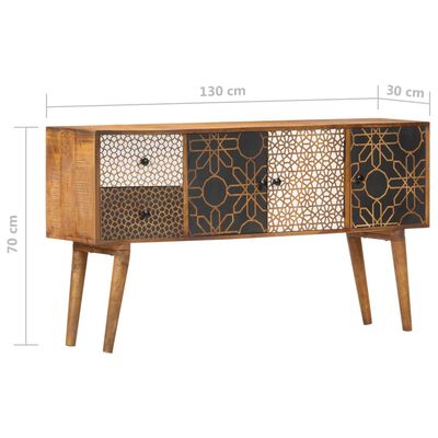 vidaXL Sideboard with Printed Pattern 130x30x70 cm Solid Mango Wood