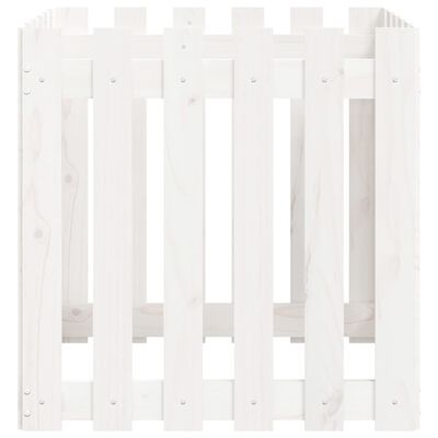 vidaXL Garden Planter with Fence Design White 60x60x60 cm Solid Wood Pine