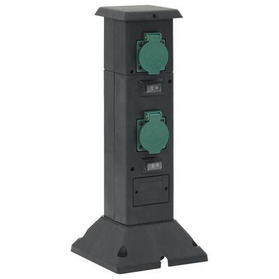 vidaXL Outdoor Socket Column 4-Way Black and Green 16x16x39.5 cm