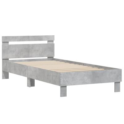 vidaXL Bed Frame without Mattress with Headboard Concrete Grey 100x200 cm