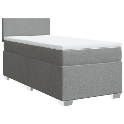 vidaXL Box Spring Bed with Mattress Light Grey 100x200 cm Fabric