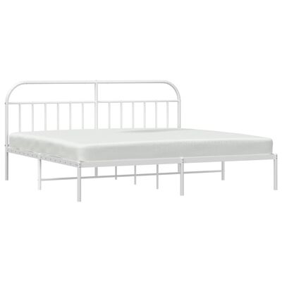 vidaXL Metal Bed Frame without Mattress with Headboard White 193x203 cm