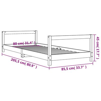 vidaXL Kids Bed Frame Black 80x200 cm Solid Wood Pine