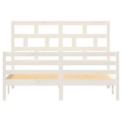 vidaXL Bed Frame without Mattress White Solid Wood 160x200 cm (810441+814205)