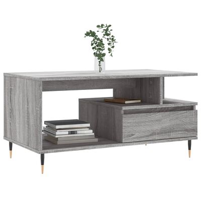 vidaXL Coffee Table Grey Sonoma 90x49x45 cm Engineered Wood