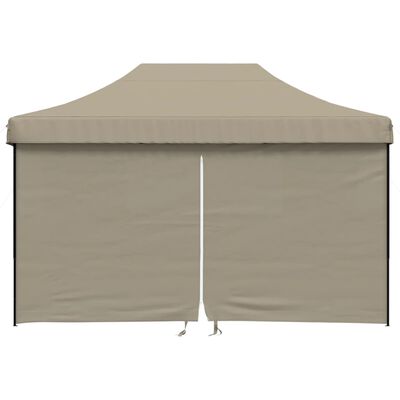 vidaXL Foldable Party Tent Pop-Up with 4 Sidewalls Taupe