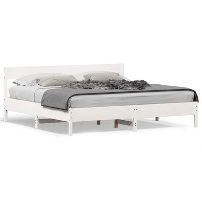 vidaXL Bed Frame without Mattress White 180x200 cm Super King Solid Wood Pine