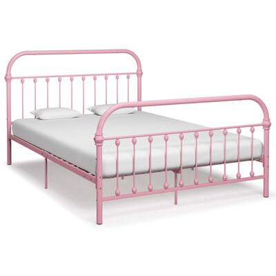 vidaXL Bed Frame without Mattress Pink Metal 160x200 cm