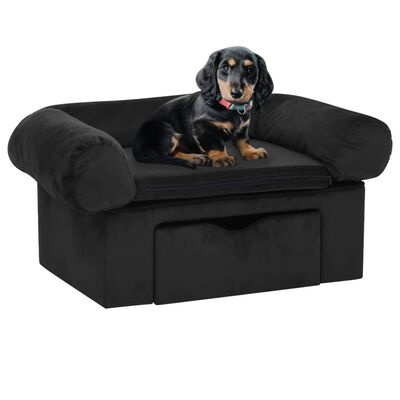 vidaXL Dog Sofa with Drawer Black 75x50x38 cm Plush