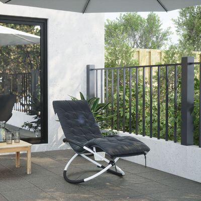 vidaXL Geometrical Sun Lounger with Cushion Black and Grey Steel