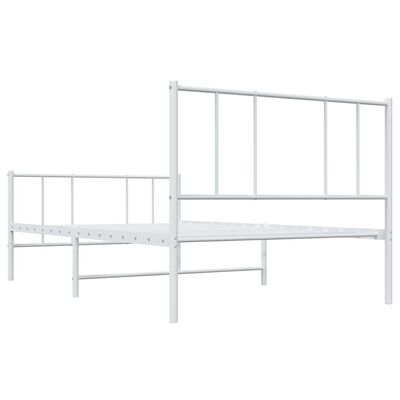 vidaXL Metal Bed Frame without Mattress with Footboard White 107x203 cm