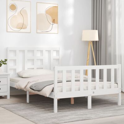 vidaXL Bed Frame without Mattress White Small Double Solid Wood Pine