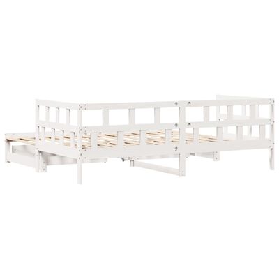 vidaXL Daybed with Trundle and Drawers without Mattress White 90x190 cm Single