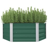 vidaXL Raised Garden Bed 129x129x46 cm Galvanised Steel Green