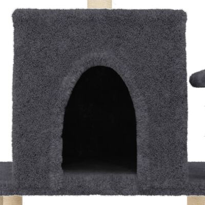 vidaXL Cat Tree with Sisal Scratching Posts Dark Grey 122 cm