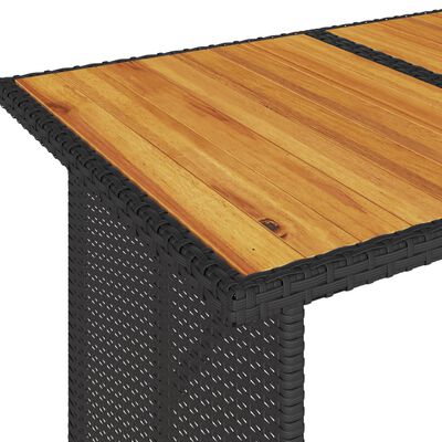 vidaXL Garden Table with Wooden Top Black 110x68x70 cm Poly Rattan