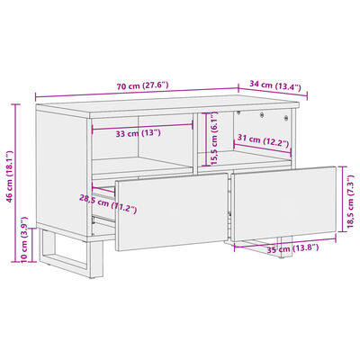 vidaXL TV Cabinet 70x34x46 cm Solid Wood Acacia