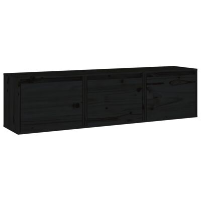 vidaXL TV Cabinets 3 pcs Black Solid Wood Pine