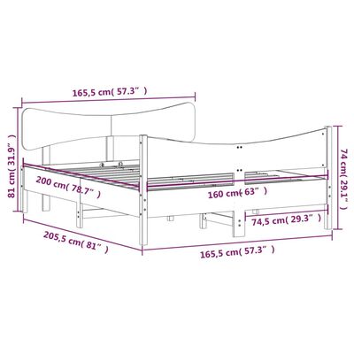 vidaXL Bed Frame without Mattress White 160x200 cm Solid Wood Pine