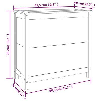 vidaXL Garden Planter 82.5x40x78 cm Solid Wood Pine