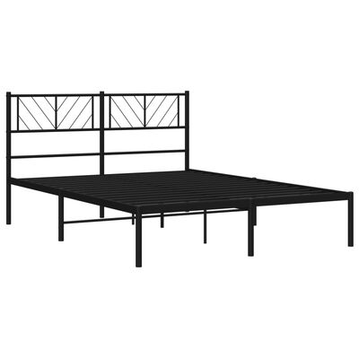 vidaXL Metal Bed Frame without Mattress with Headboard Black 120x190 cm Small Double