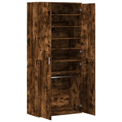 vidaXL Shoe Cabinet Smoked Oak 80x39x178 cm Engineered Wood