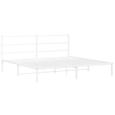 vidaXL Metal Bed Frame without Mattress with Headboard White 193x203 cm