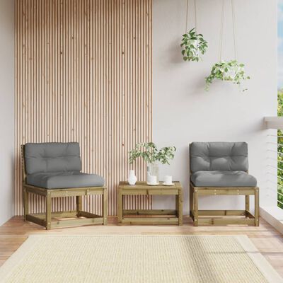 vidaXL Garden Sofas with Cushions 2pcs Impregnated Wood Pine