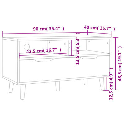 vidaXL TV Cabinet Smoked Oak 90x40x48.5 cm Engineered Wood