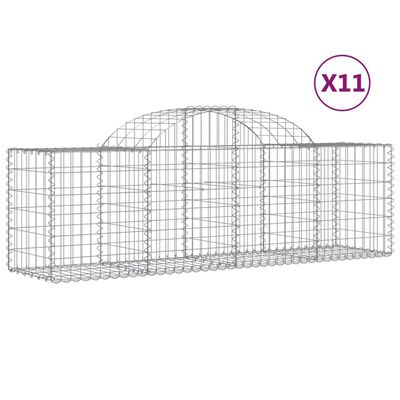 vidaXL Arched Gabion Baskets 11 pcs 200x50x60/80 cm Galvanised Iron