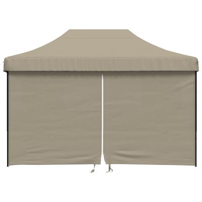 vidaXL Foldable Party Tent Pop-Up with 4 Sidewalls Taupe