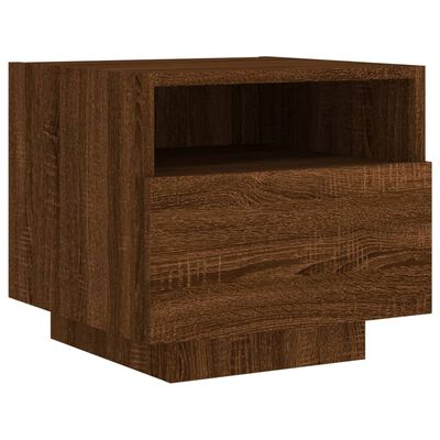 vidaXL Bedside Cabinet with LED Lights Brown Oak 40x39x37 cm