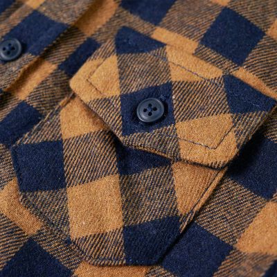 Kids' Plaid Shirt Cognac and Blue 140