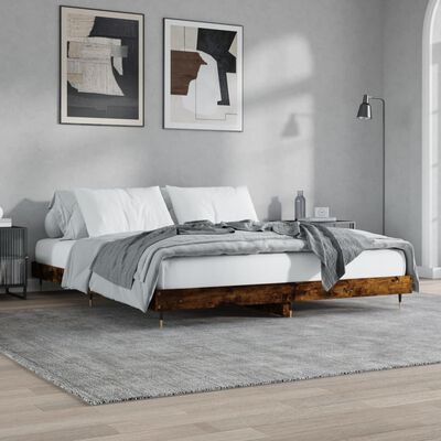 vidaXL Bed Frame without Mattress Smoked Oak 180x200 cm Super King Engineered Wood