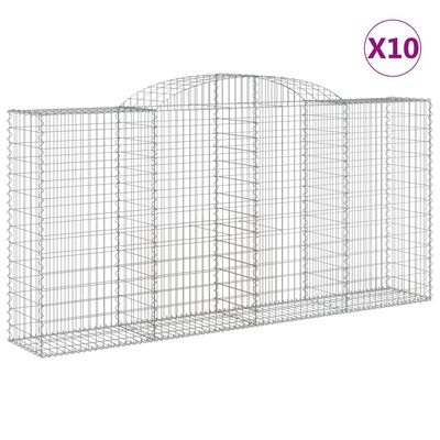 vidaXL Arched Gabion Baskets 10 pcs 300x50x140/160 cm Galvanised Iron