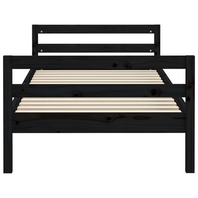 vidaXL Bed Frame without Mattress Black 75x190 cm Small Single Solid Wood Pine