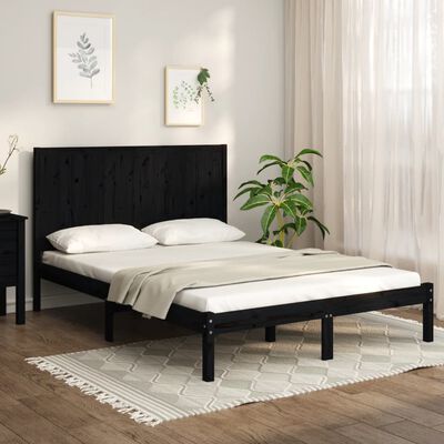 vidaXL Bed Frame without Mattress Black 140x200 cm Solid Wood Pine