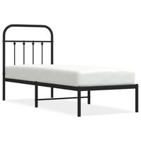 vidaXL Metal Bed Frame without Mattress with Headboard Black 75x190 cm Small Single