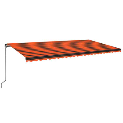 vidaXL Manual Retractable Awning with LED 600x350 cm Orange and Brown