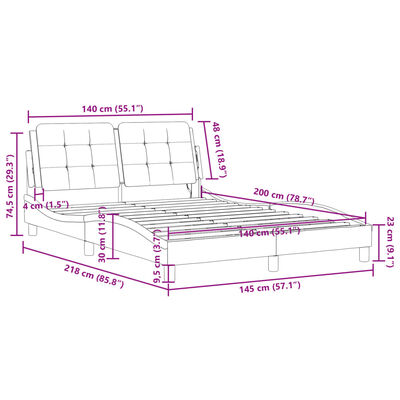 vidaXL Bed Frame without Mattress White 140x200 cm Faux Leather