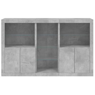 vidaXL Sideboard with LED Lights Concrete Grey 162x37x100 cm