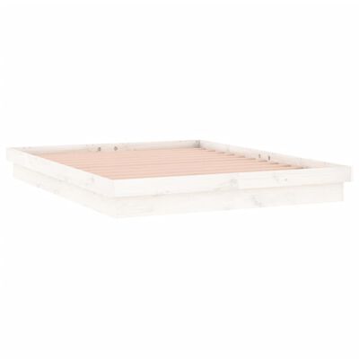 vidaXL LED Bed Frame White 135x190 cm Double Solid Wood