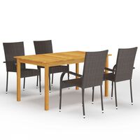 vidaXL 5 Piece Garden Dining Set Brown