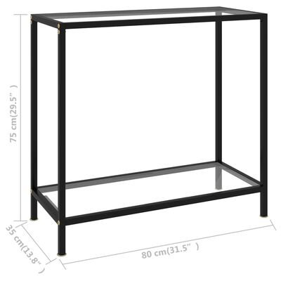 vidaXL Console Table Transparent 80x35x75 cm Tempered Glass