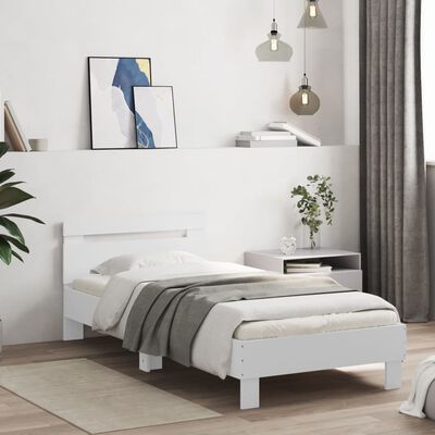 vidaXL Bed Frame without Mattress with Headboard White 90x190 cm Single